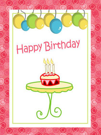 Happy Birthday Cake and Balloons