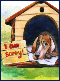 Sorry Basset Hound in Doghouse