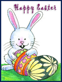 Happy Easter Bunny with Eggs