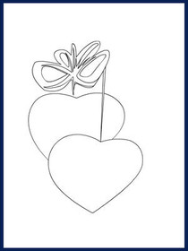 Love Heart with Bow Line Art