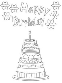 Happy Birthday Cake Coloring Card