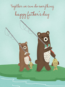 Father and Child Bear Fishing Card