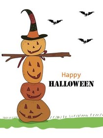 Stacked Pumpkin Halloween Greeting Card