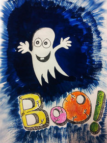 Boo Ghost Halloween Greeting Card