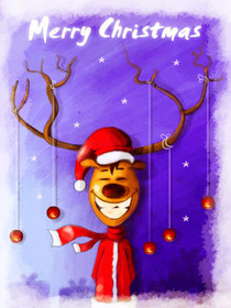 Cheerful Reindeer Christmas Greeting Card