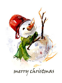 Cheerful Snowman Christmas Card