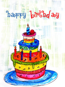 Colorful Birthday Cake Greeting Card