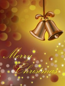 Golden Christmas Bells Greeting Card
