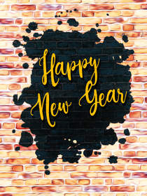 Happy New Year Brick Wall