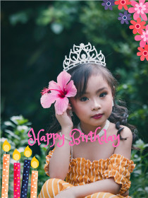 Princess Birthday Girl with Flowers