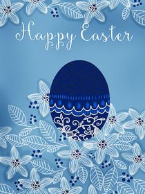 Happy Easter Blue Egg Greeting Card