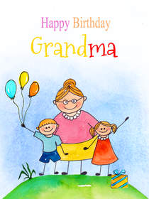 Happy Birthday Grandma with Grandchildren