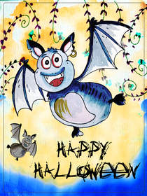 Happy Halloween Bat Greeting Card