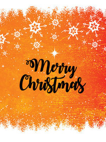 Merry Christmas Orange Snowflake Card
