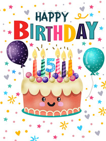 Colorful Happy Birthday Cake Card
