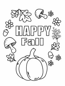 Happy Fall Coloring Page