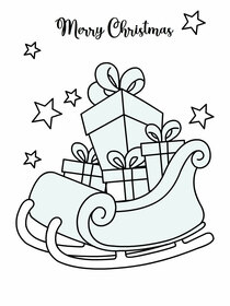 Merry Christmas Sleigh with Gifts