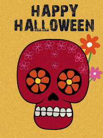 Happy Halloween Skull Greeting Card