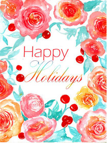Happy Holidays Floral Greeting Card
