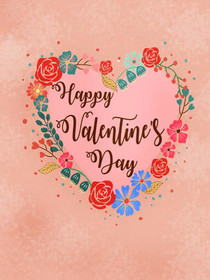 Happy Valentine's Day Floral Heart