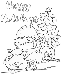 Happy Holidays Car and Tree