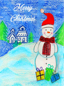 Merry Christmas Snowman Greeting Card