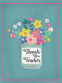 Thank You Teacher Flower Bouquet Card