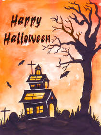 Happy Halloween Haunted House Card