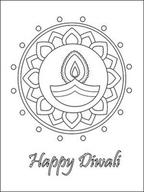Happy Diwali Mandala Coloring Card