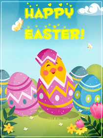 Happy Easter Colorful Eggs Card