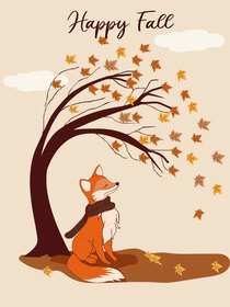 Happy Fall Fox Greeting Card