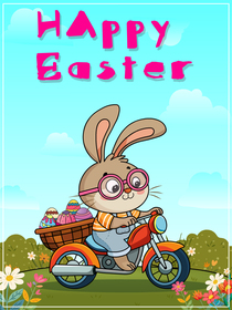 Happy Easter Bunny on Bike