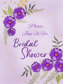 Purple Floral Bridal Shower Invitation