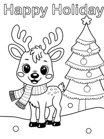 Happy Holiday Reindeer Coloring Card