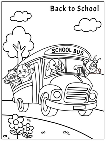 Back to School Bus Coloring Card