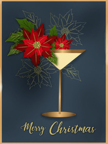 Elegant Poinsettia Cocktail Christmas Card
