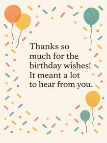 Birthday Wishes Thank You Card