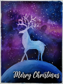 Cosmic Reindeer Christmas Card