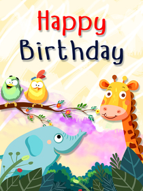 Happy Birthday Animals Card