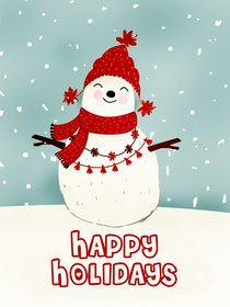 Happy Holidays Snowman Greeting Card