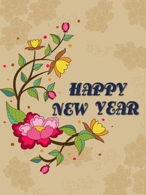 Happy New Year Floral Greeting Card