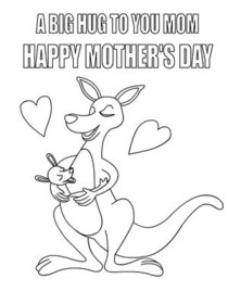 Kangaroo Mother's Day Coloring Card