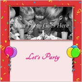 Let's Party Red Photo Greeting Card