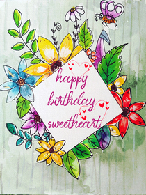 Happy Birthday Sweetheart Floral Card