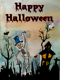Happy Halloween Skeleton Card