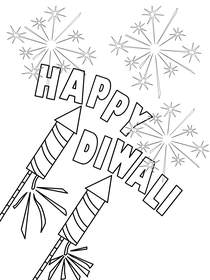 Happy Diwali Fireworks Coloring Card