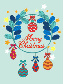 Merry Christmas Ornament Wreath Card
