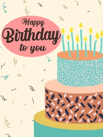 Colorful Birthday Cake Celebration Card