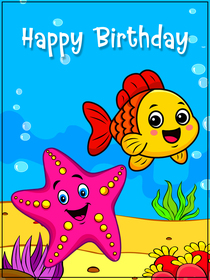 Underwater Birthday Fish and Starfish