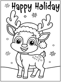 Happy Holiday Reindeer Coloring Card